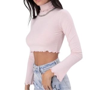 ADIKA Clueless Pink Turtleneck‎ Crop Top